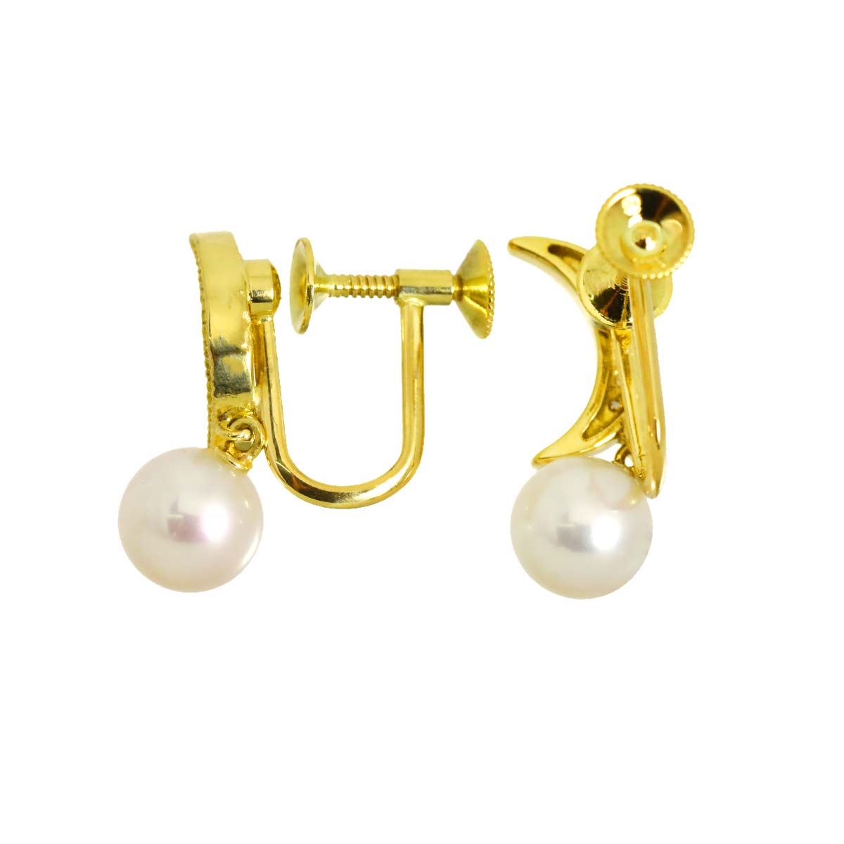 Akoya Pearl 7.0mm Diamond Earrings 18K Yellow Gold 750