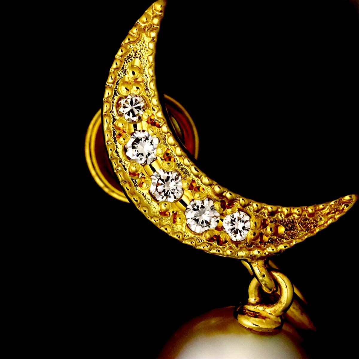 Akoya Pearl 7.0mm Diamond Earrings 18K Yellow Gold 750