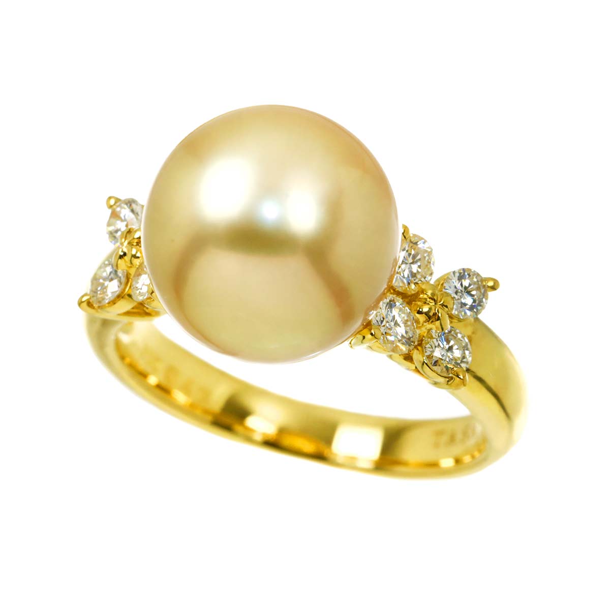 South Sea pearl Diamond 0.43ct Ring 18K YG 750 size6.5-6.75(US)