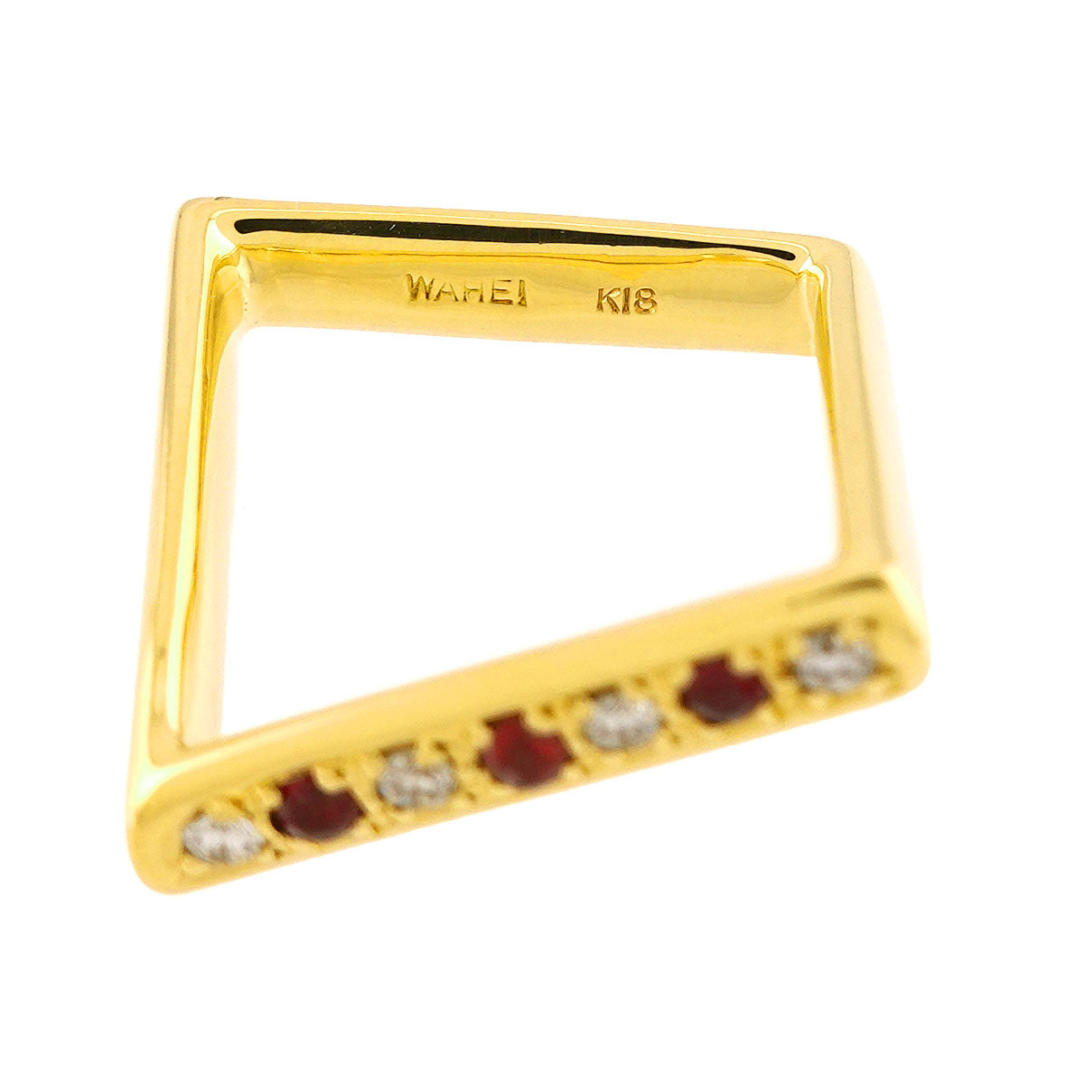 Ruby 0.16ct Diamond 0.12ct Ring 18K YG 750 Size6-6.25(US)