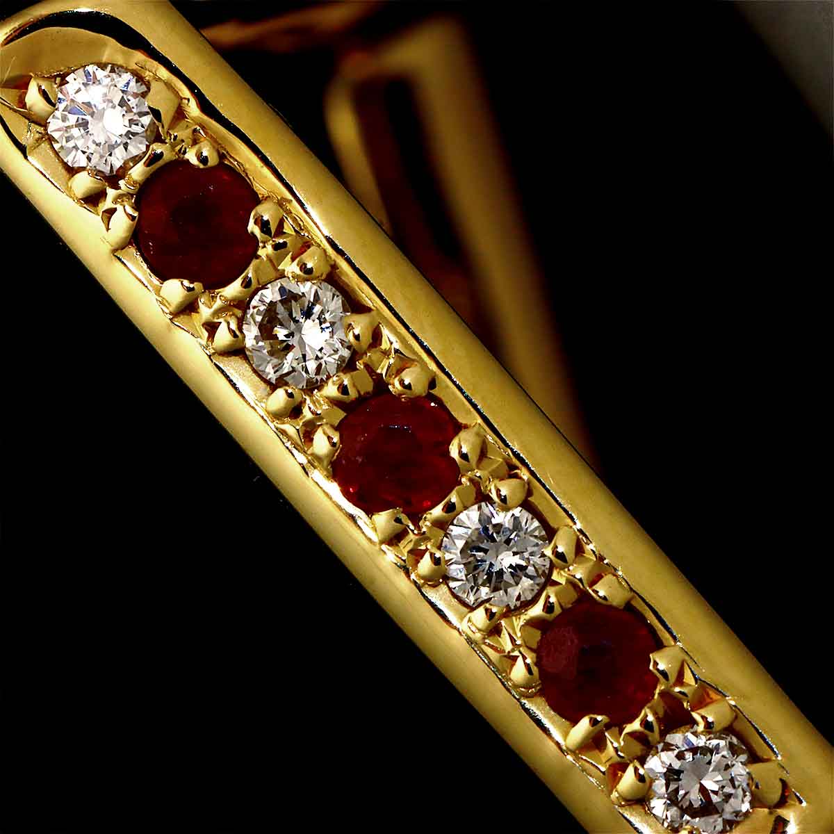 Ruby 0.16ct Diamond 0.12ct Ring 18K YG 750 Size6-6.25(US)