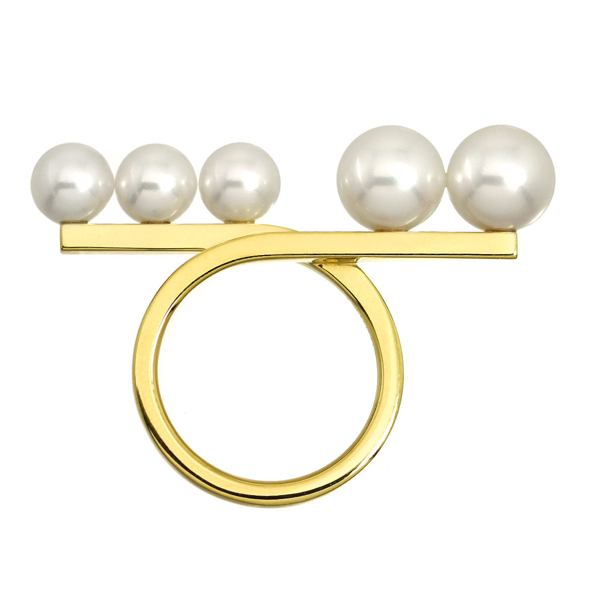 Balance loop Akoya Pearl Ring 18K YG 750 size6(US)