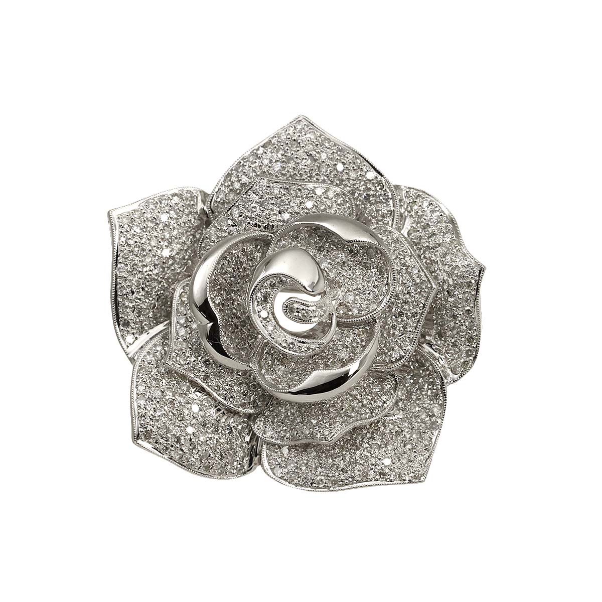 Diamond 3.10ct Brooch Pendant Top 18K WG Wheite Gold 750