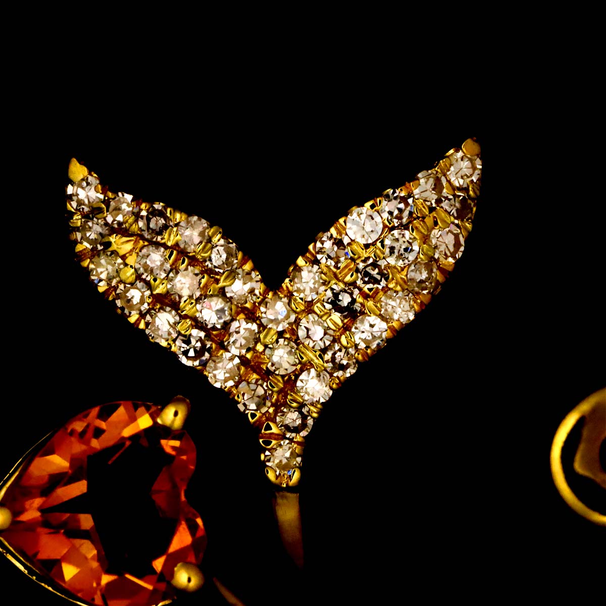 Citrine 1.60ct/1.60ct Diamond 0.12ct/0.12ct Earrings Pierced 18K YG 750