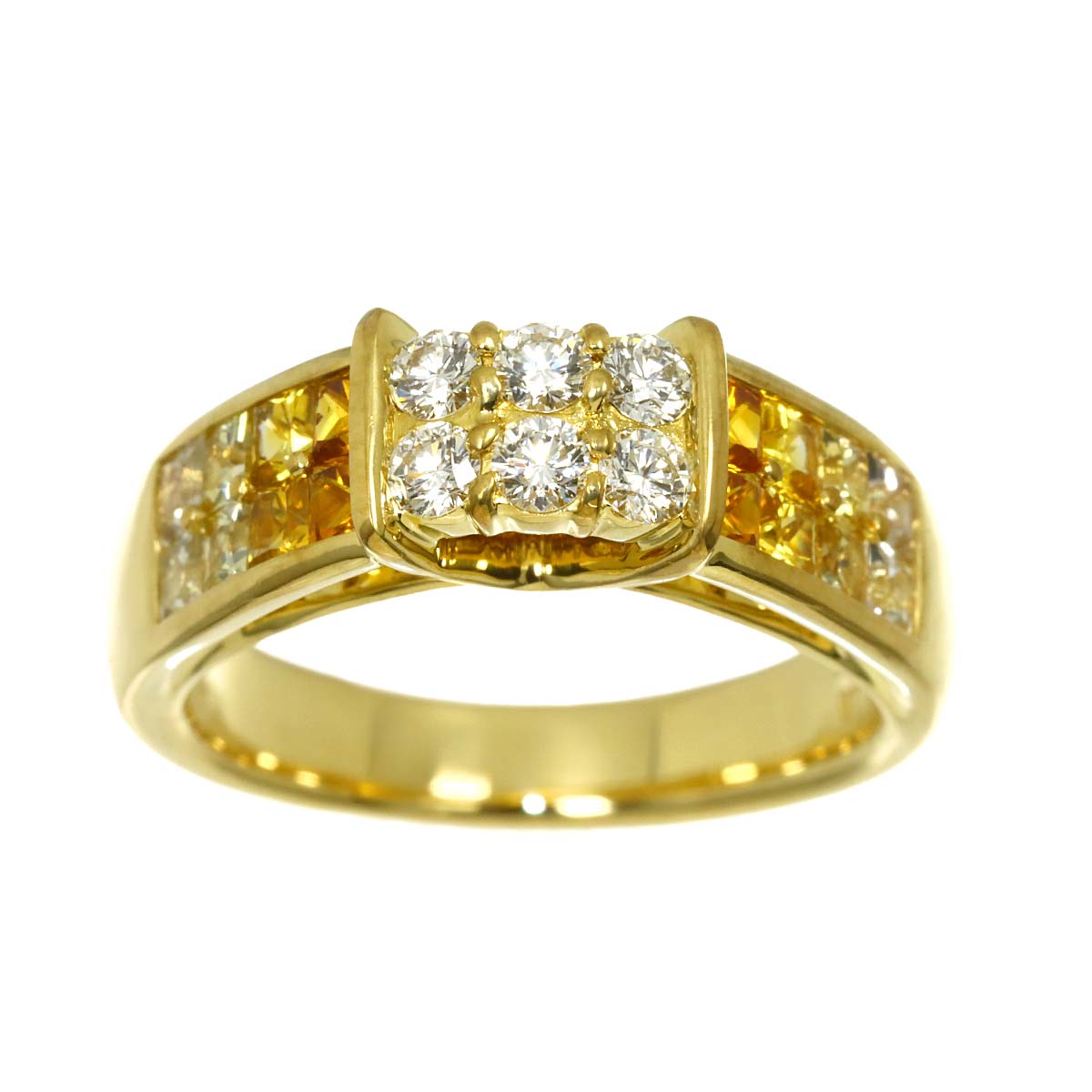 Sapphire 1.43ct Diamond 0.36ct Ring 18K YG 750 Size7.25(US)