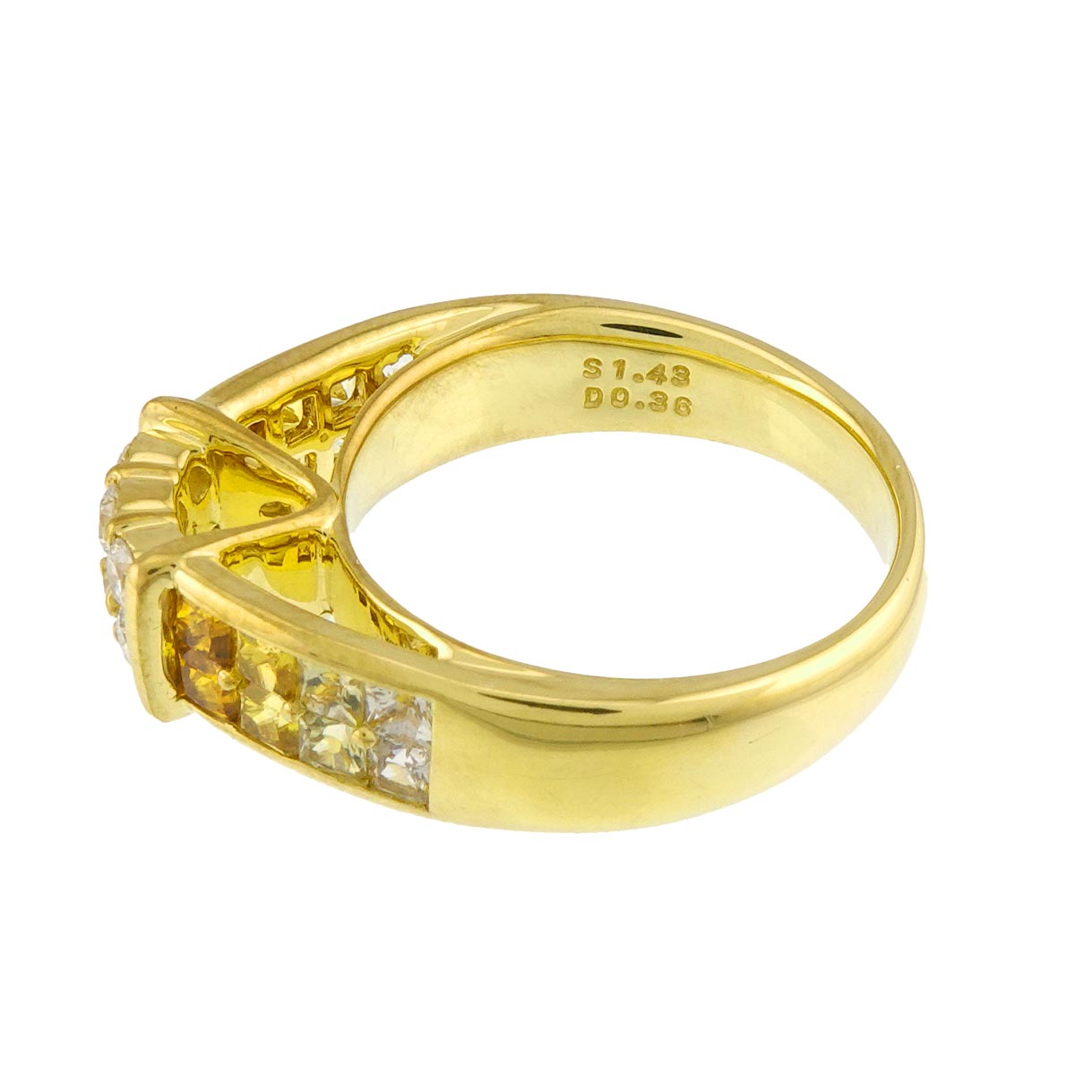 Sapphire 1.43ct Diamond 0.36ct Ring 18K YG 750 Size7.25(US)