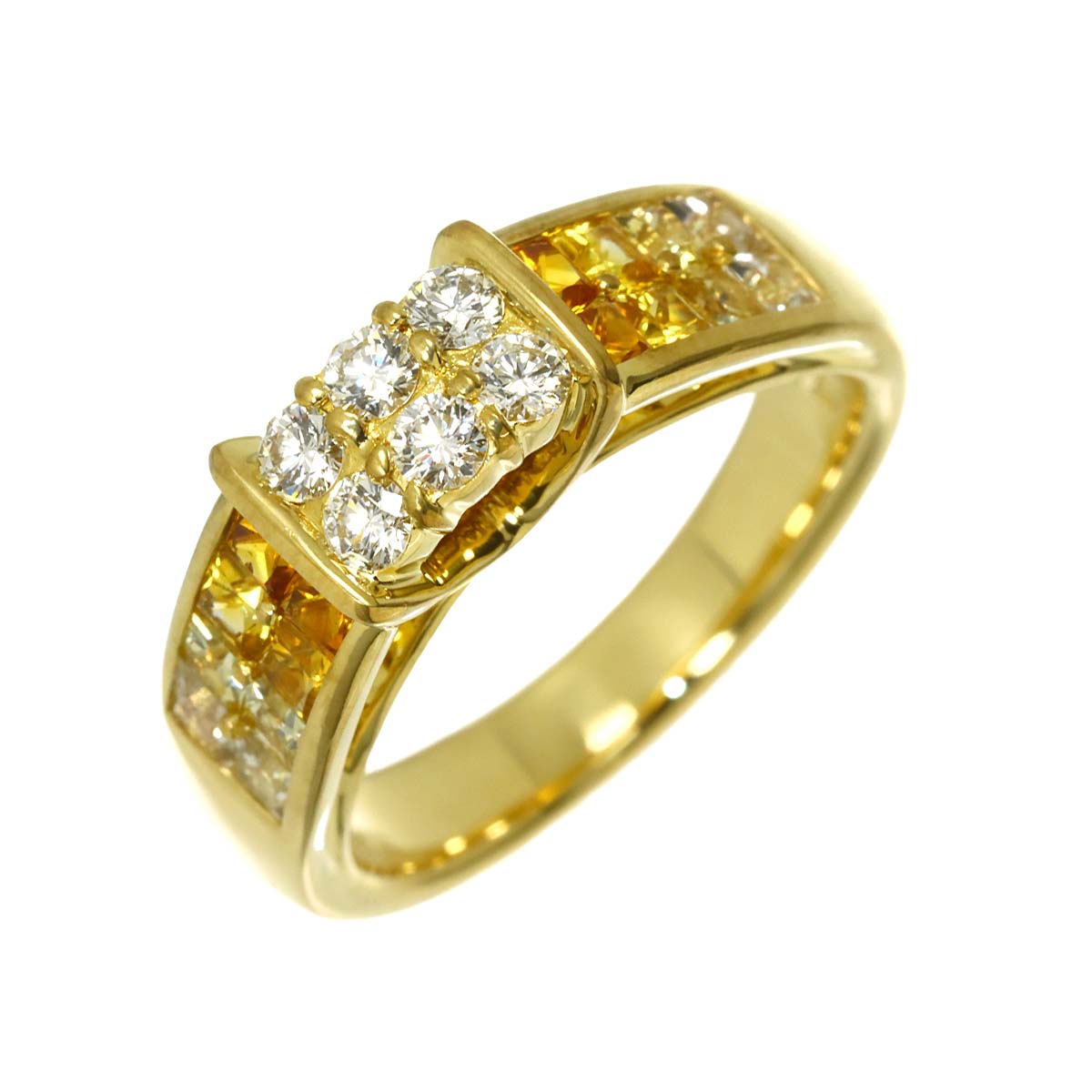 Sapphire 1.43ct Diamond 0.36ct Ring 18K YG 750 Size7.25(US)