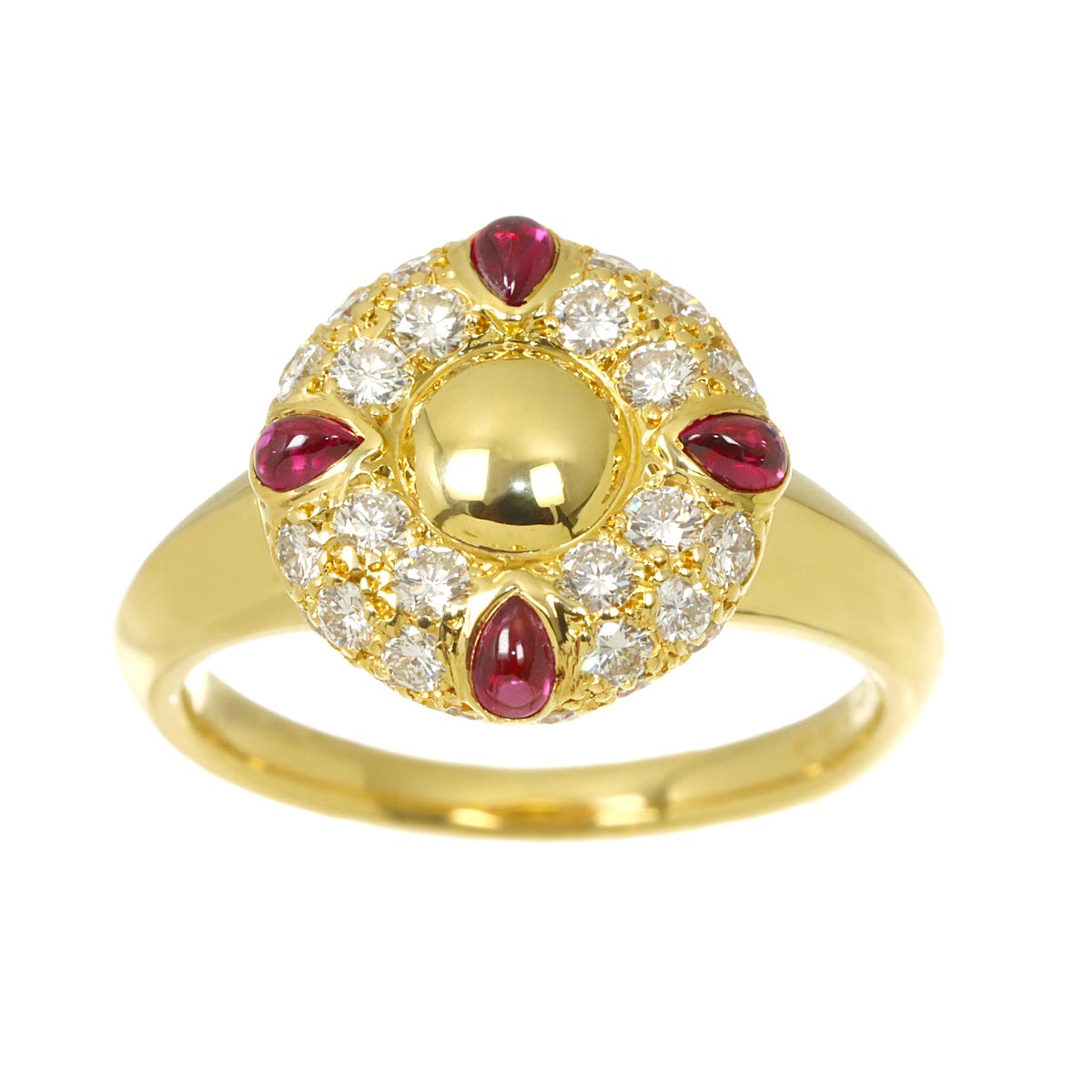 Ruby Diamond Ring 18K YG 750 size4.75-5(US)