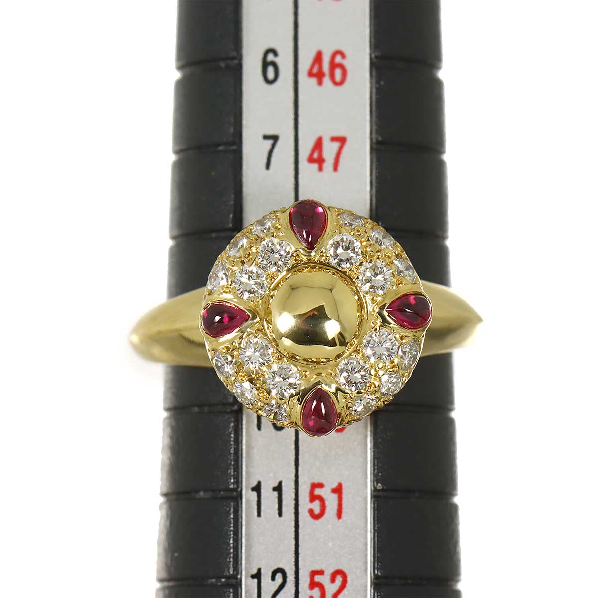 Ruby Diamond Ring 18K YG 750 size4.75-5(US)