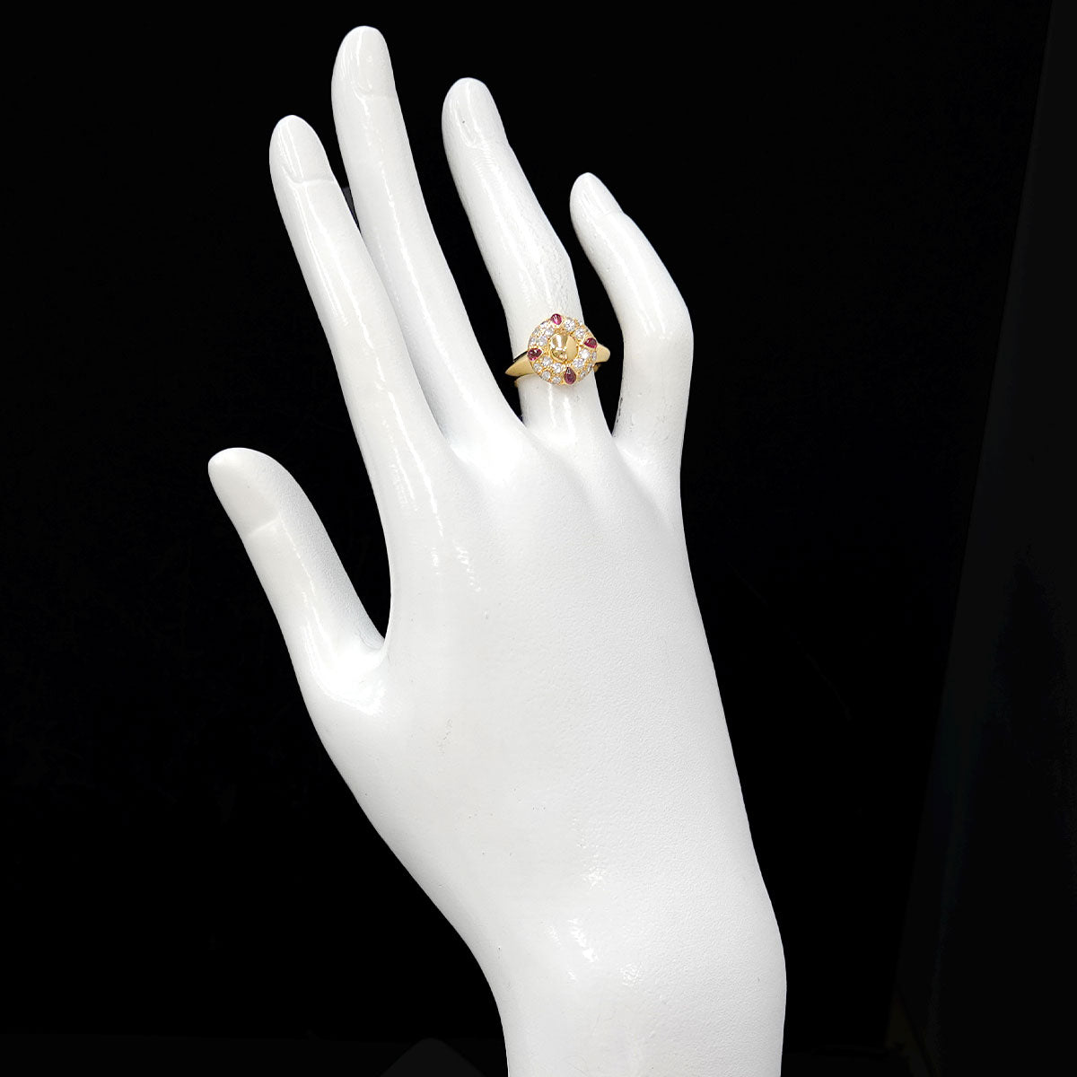 Ruby Diamond Ring 18K YG 750 size4.75-5(US)