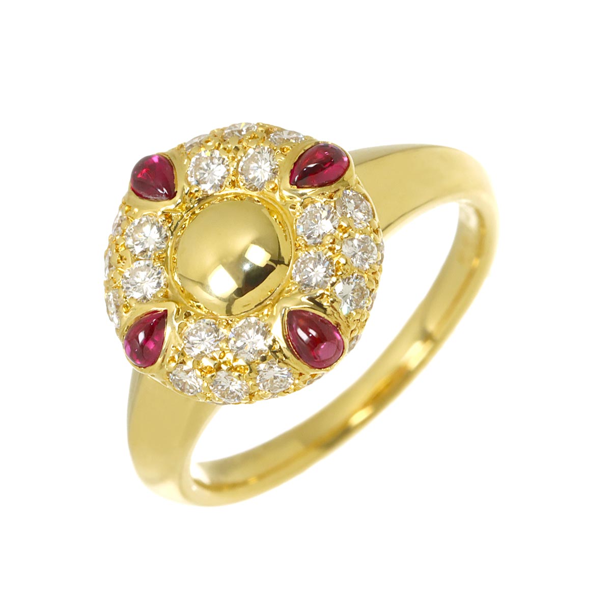 Ruby Diamond Ring 18K YG 750 size4.75-5(US)