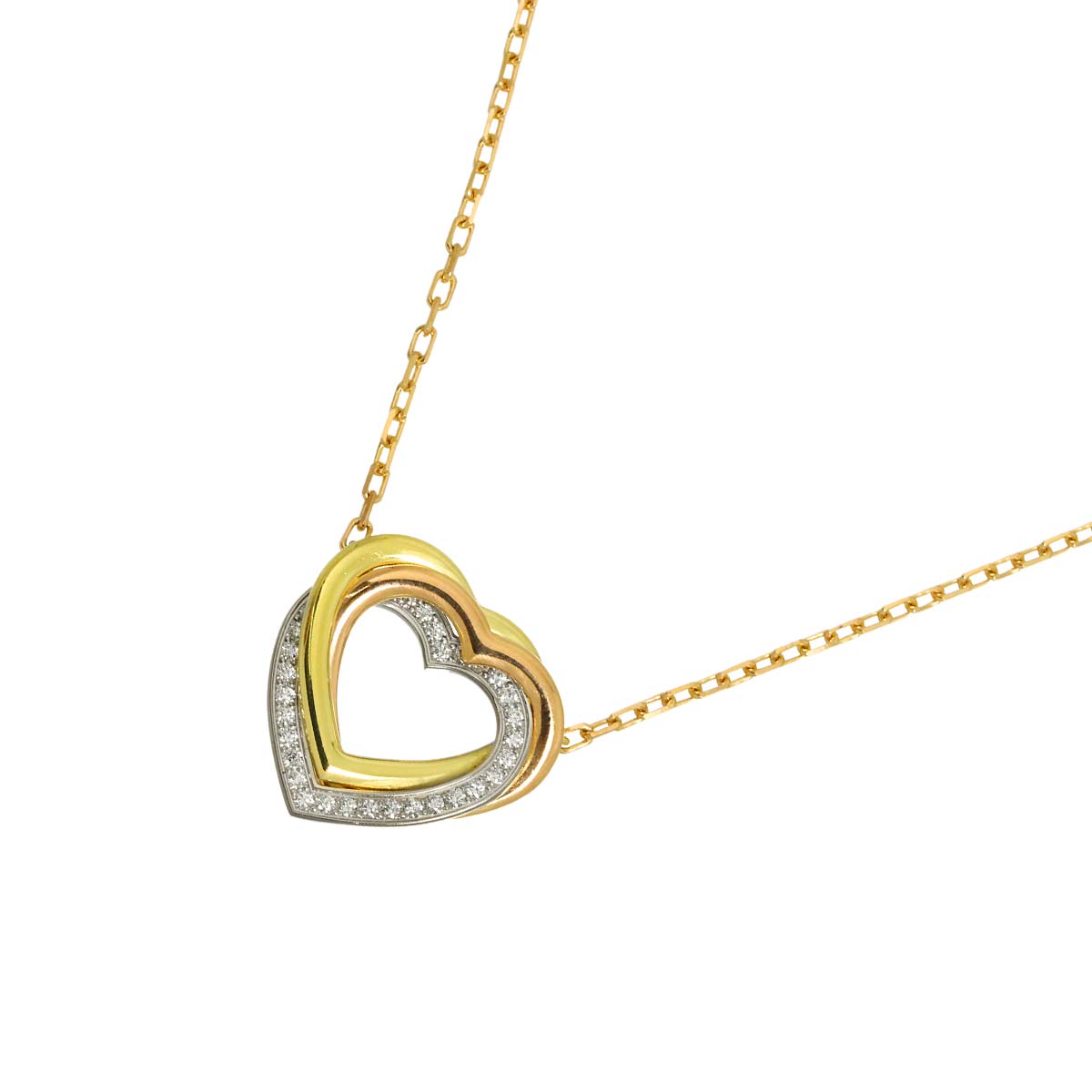 Trinity Diamond Heart Necklace 18K YG WG PG 750