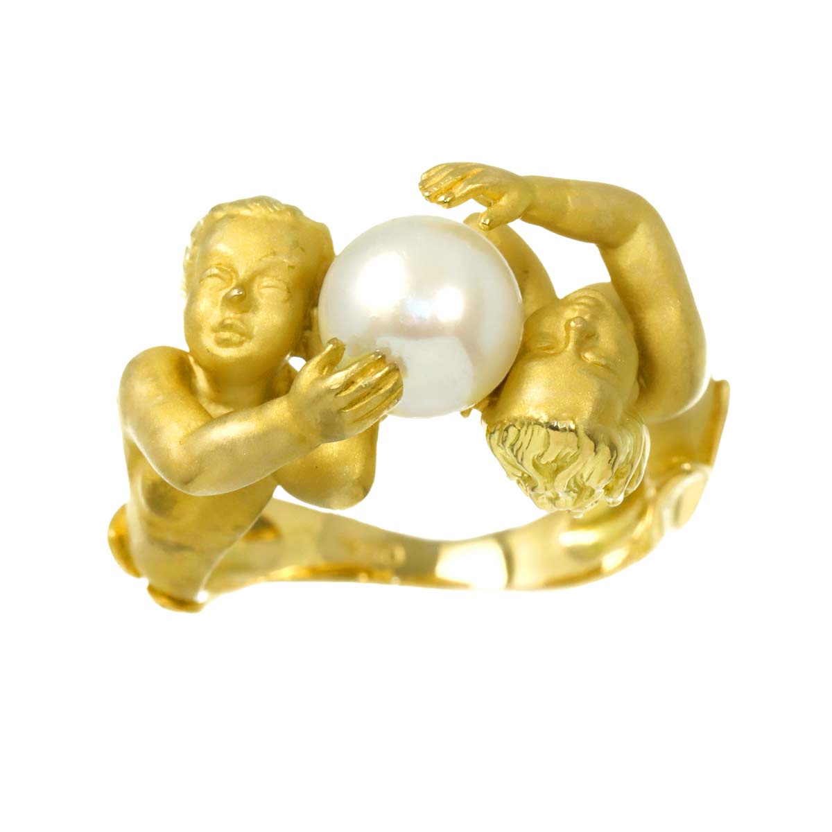 Freshwater pearl 7.1mm Ring 18K YG 750 5.5-5.75(US)