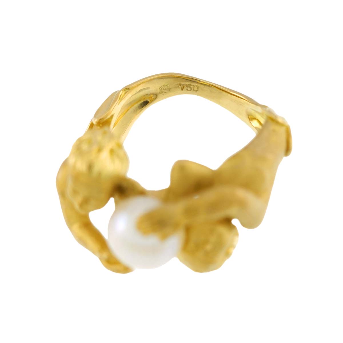 Freshwater pearl 7.1mm Ring 18K YG 750 5.5-5.75(US)