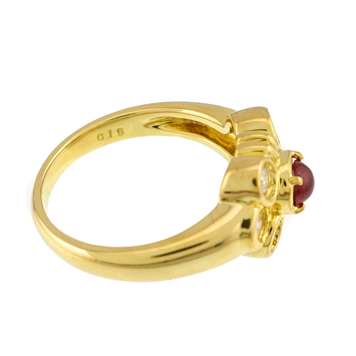 Ruby Diamond Ring 18K YG 750 size4.5(US)
