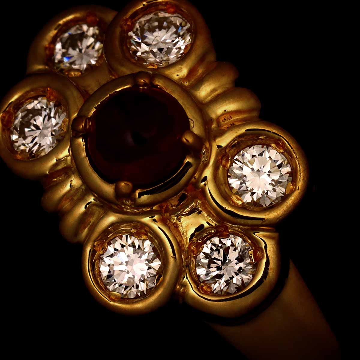 Ruby Diamond Ring 18K YG 750 size4.5(US)