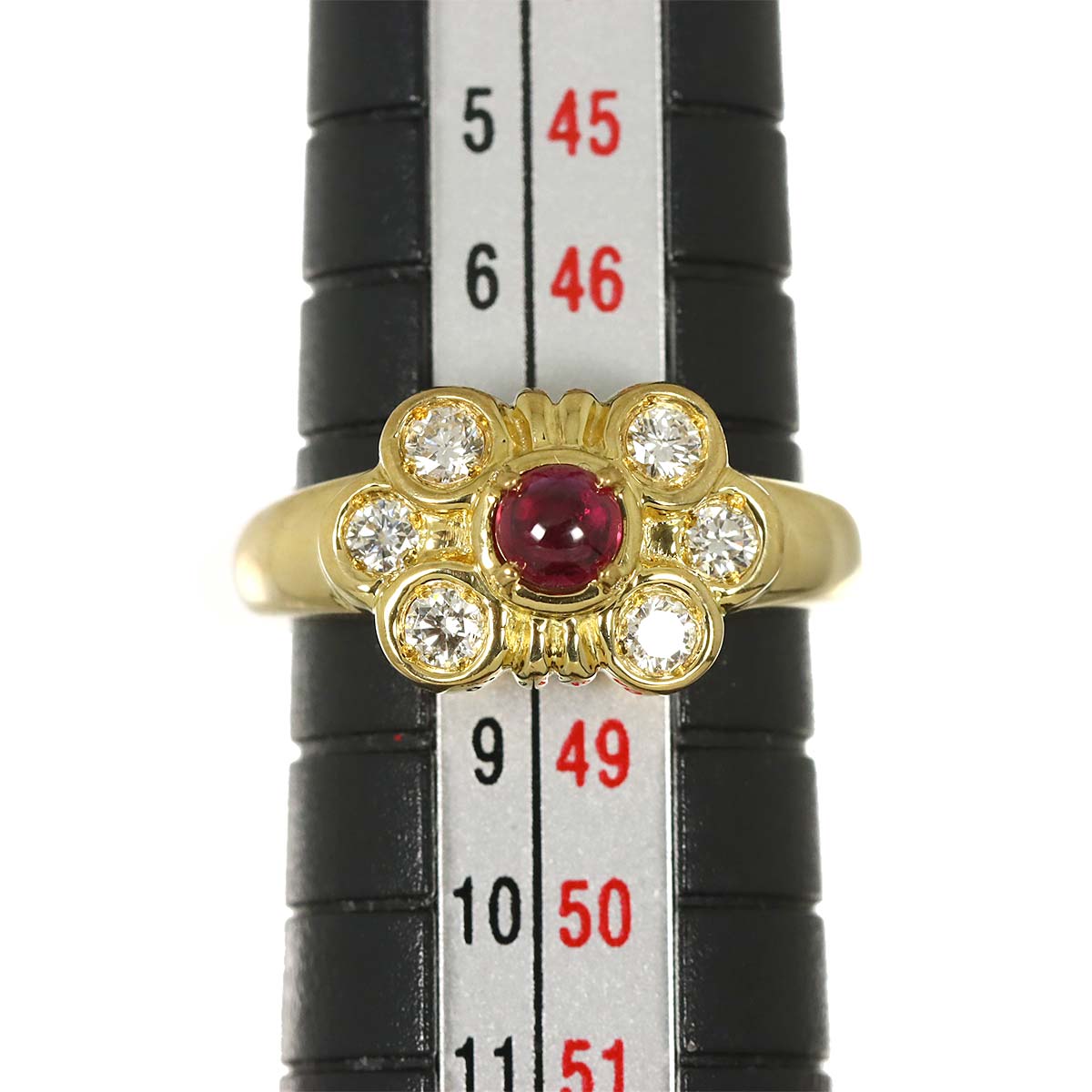 Ruby Diamond Ring 18K YG 750 size4.5(US)