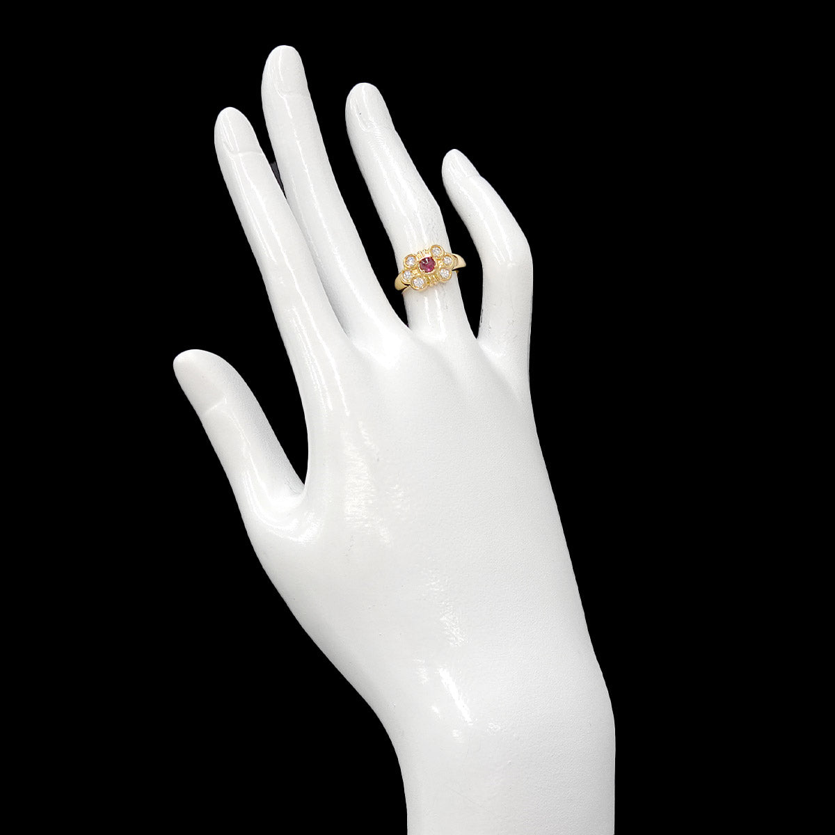 Ruby Diamond Ring 18K YG 750 size4.5(US)