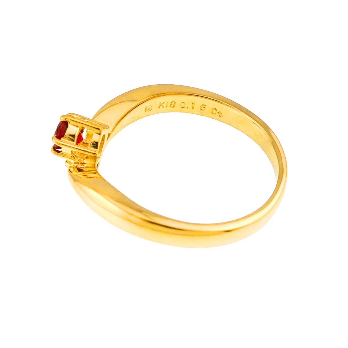 Ruby 0.16ct Diamond 0.04ct Ring 18K YG 750 Size4.5(US)