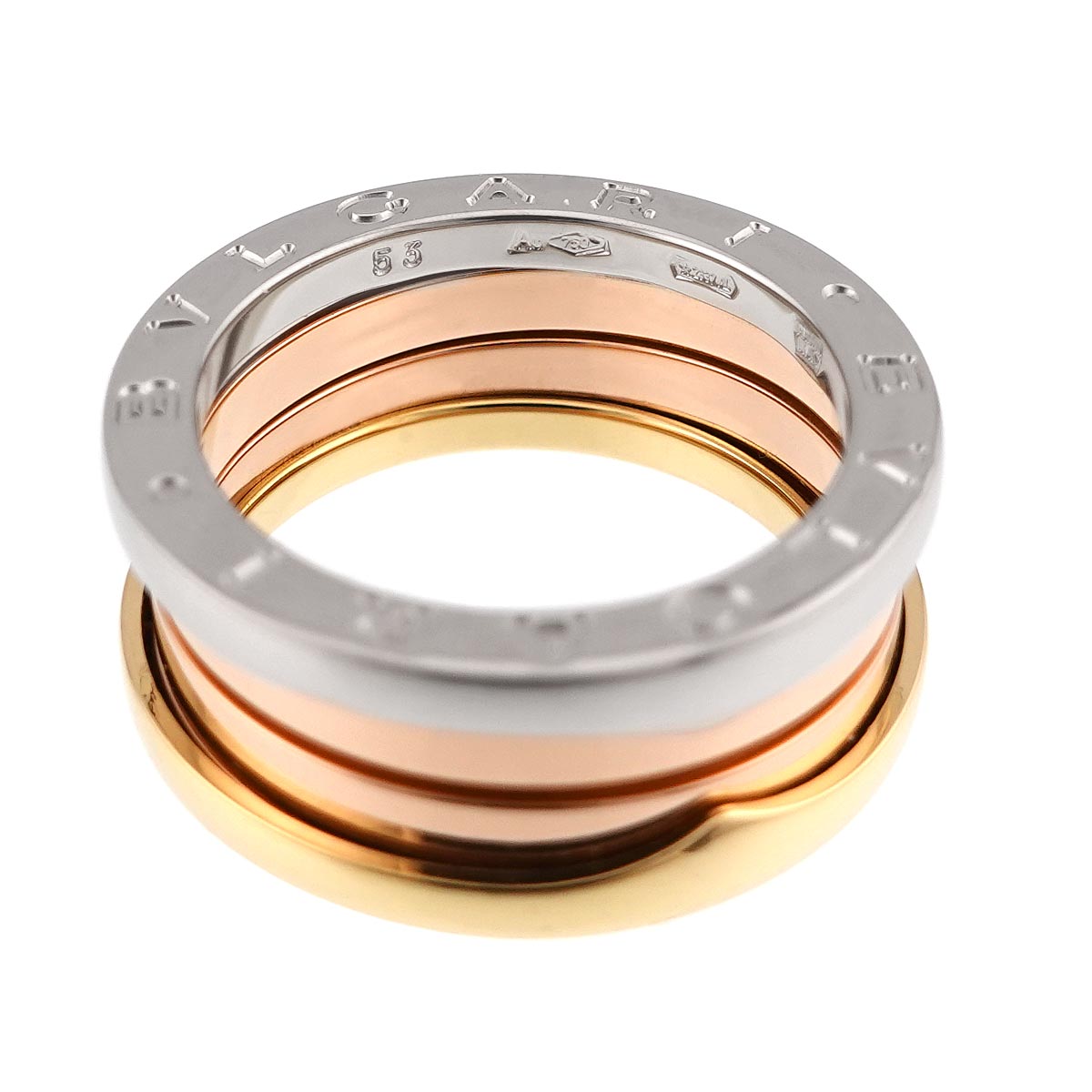 B-ZERO1 3Band Ring 18K Pink White Yellow Gold 750 Size53 6(US)