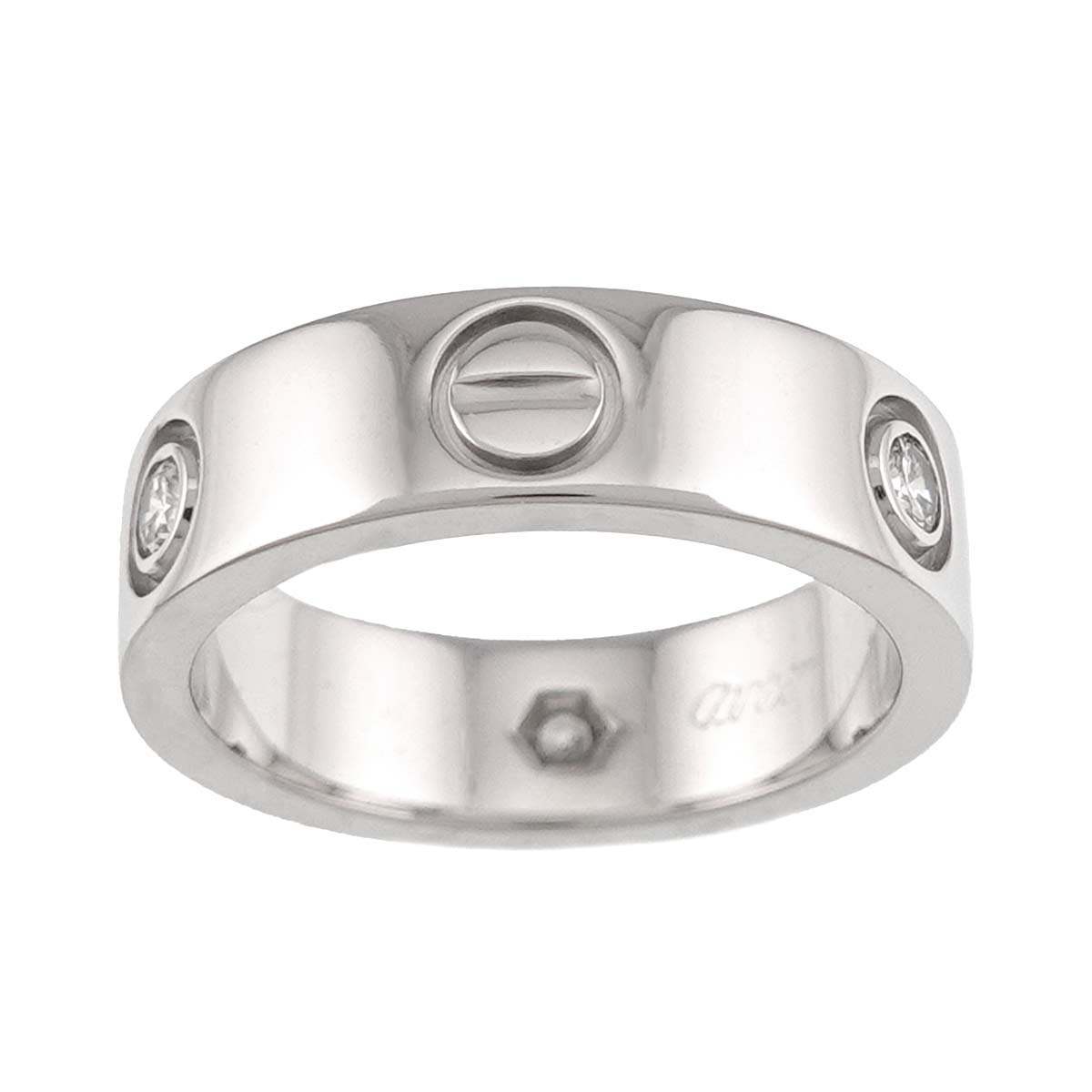 Love Ring Half Diamond 3P 18K WG 750 size51 5.5-5.75(US)