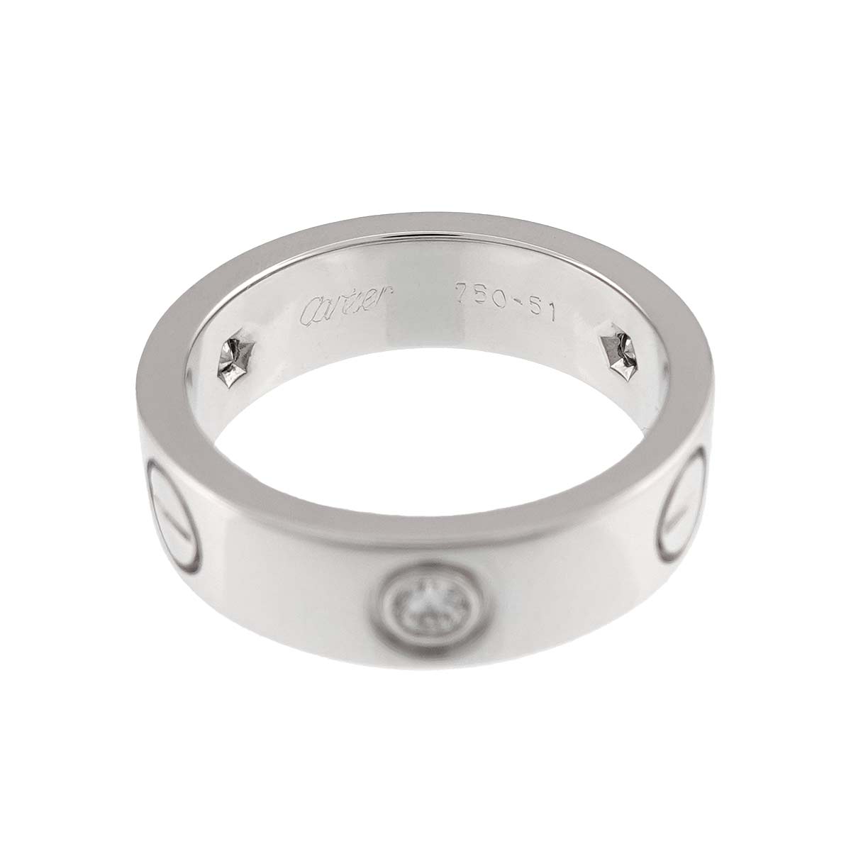 Love Ring Half Diamond 3P 18K WG 750 size51 5.5-5.75(US)