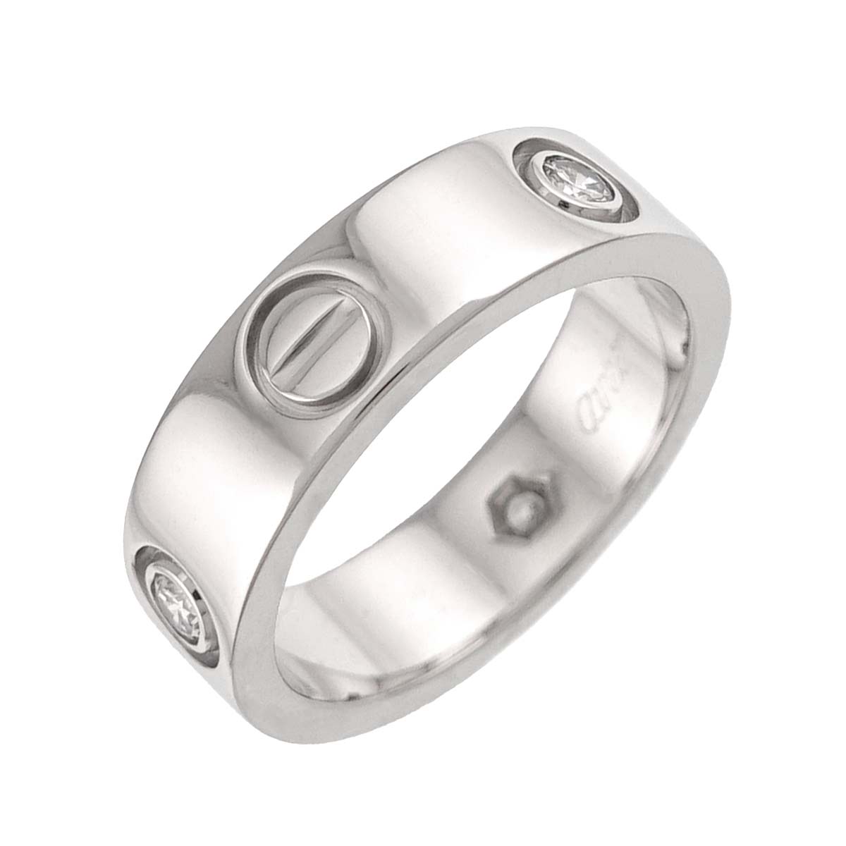 Love Ring Half Diamond 3P 18K WG 750 size51 5.5-5.75(US)