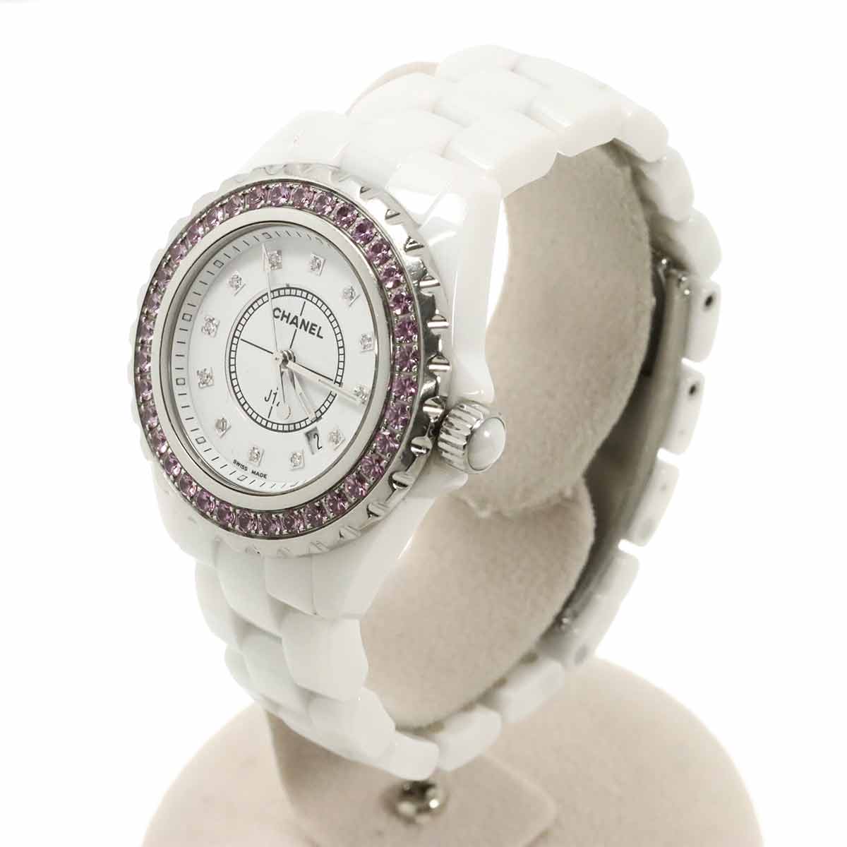 J12 33mm H2010 12P Diamond Pink Sapphire Quartz Watch