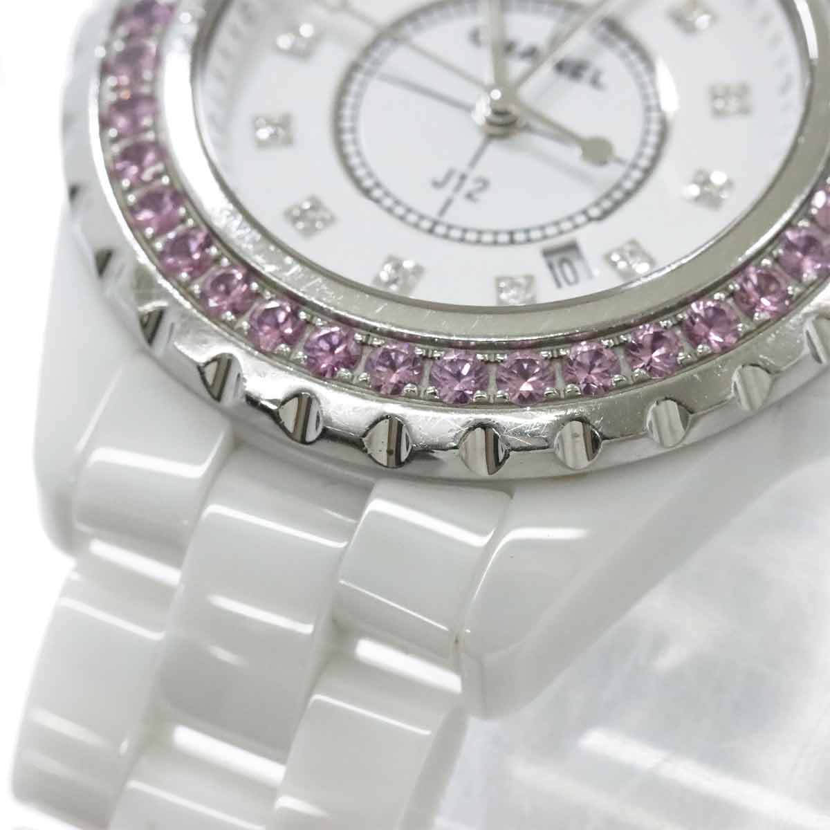 J12 33mm H2010 12P Diamond Pink Sapphire Quartz Watch