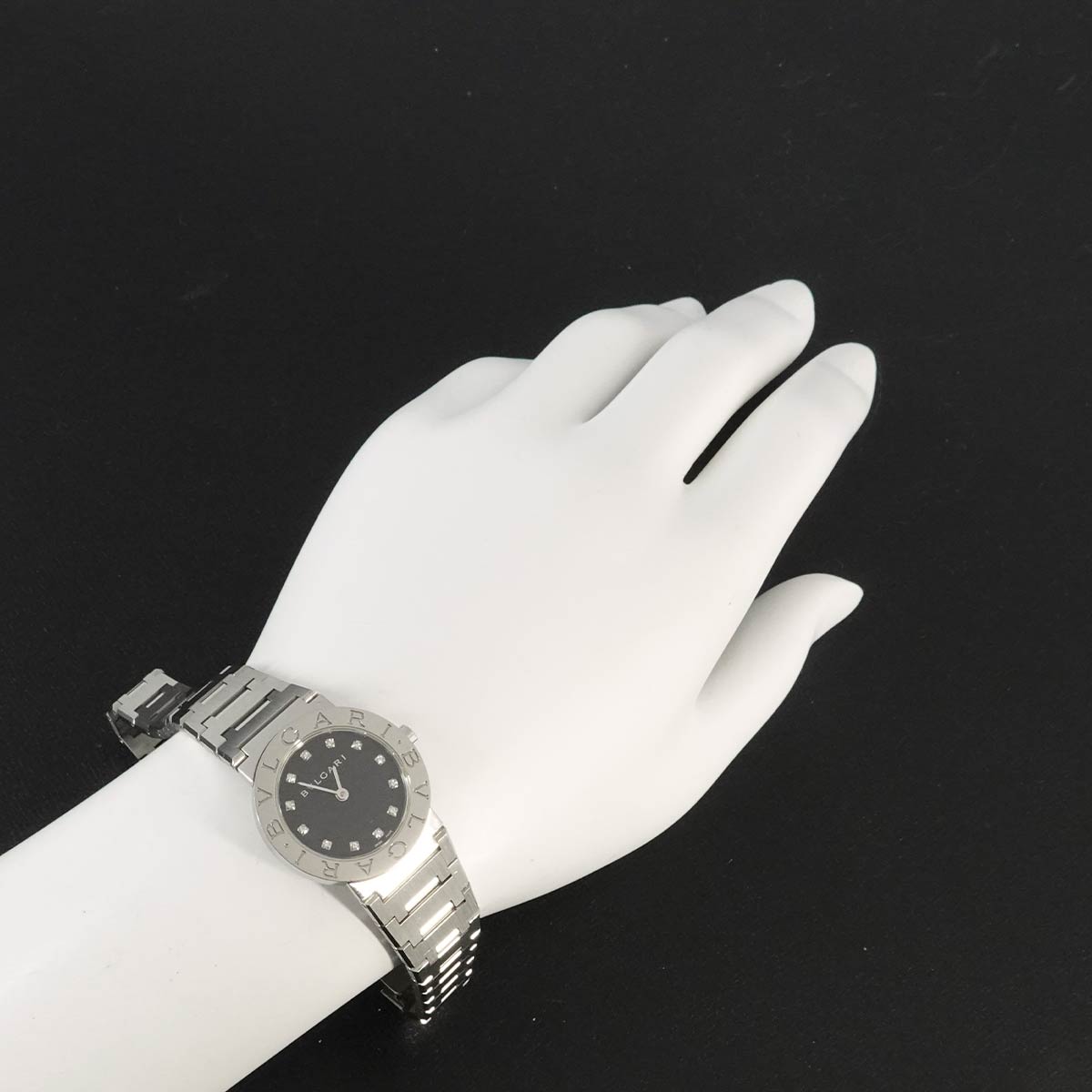 BVLGARIBVLGARI BB26SS 12P Diamond Quartz Black Dial Ladies