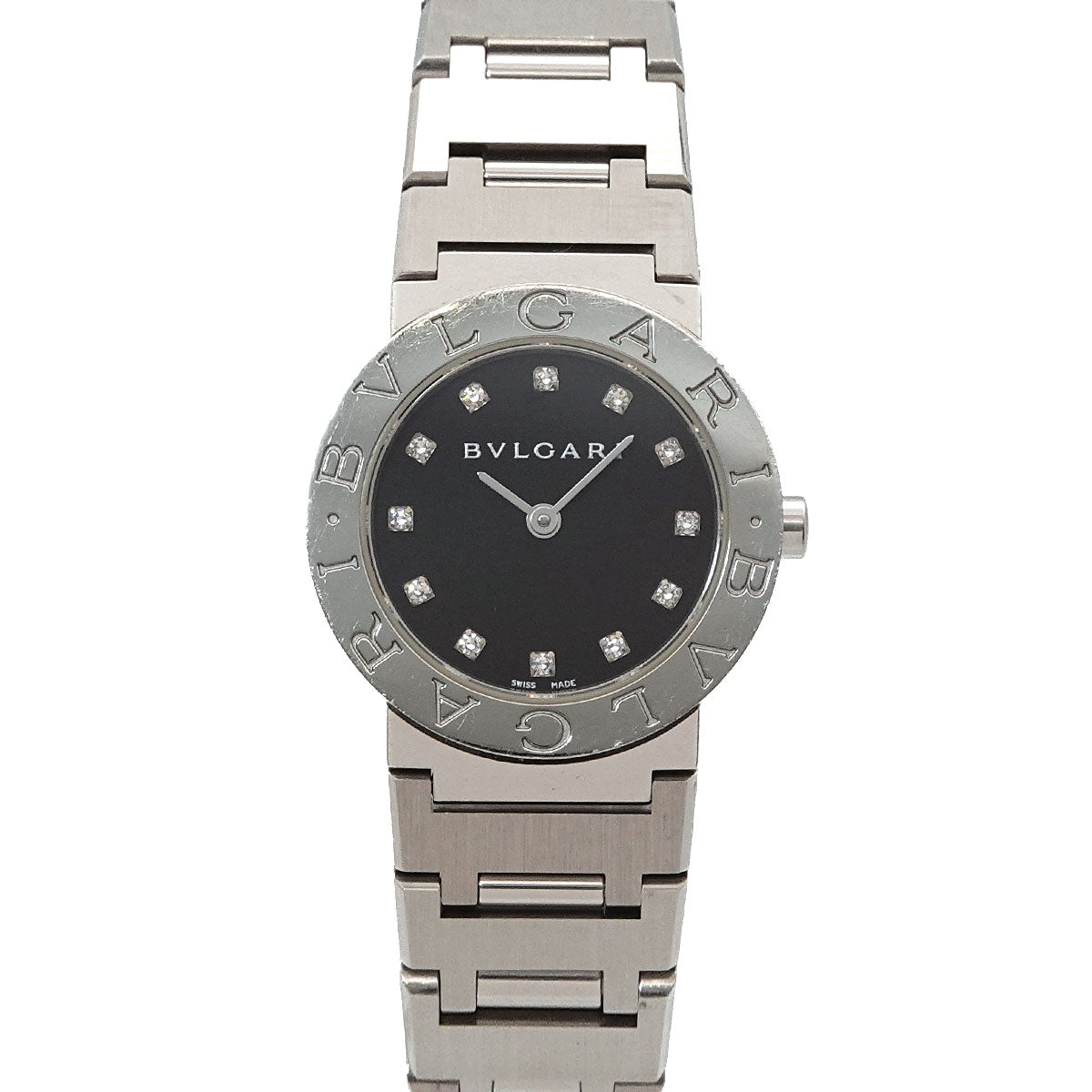 BVLGARIBVLGARI BB26SS 12P Diamond Quartz Black Dial Ladies