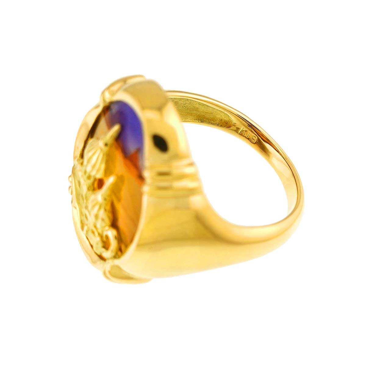 Agate Ring 18K YG Yellow Gold 750 size7.75-8(US)