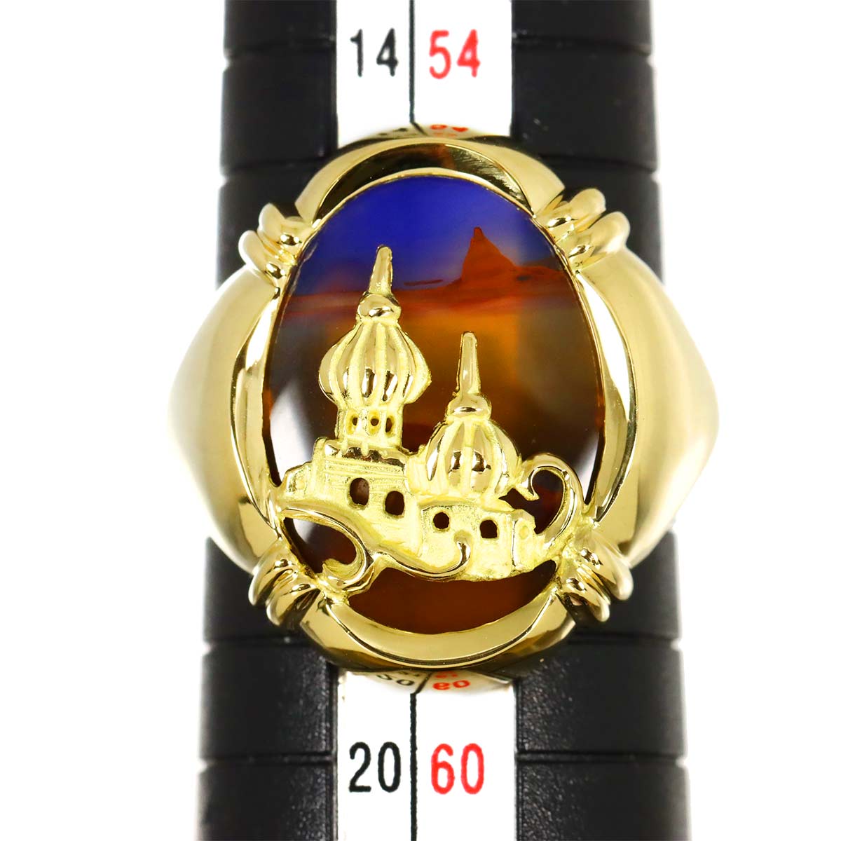 Agate Ring 18K YG Yellow Gold 750 size7.75-8(US)
