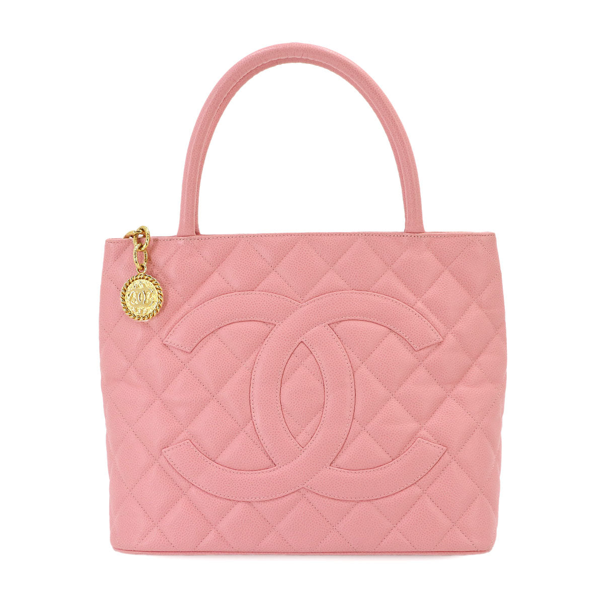 Medallion Tote Bag Leather Pink A01804 Coco Logos