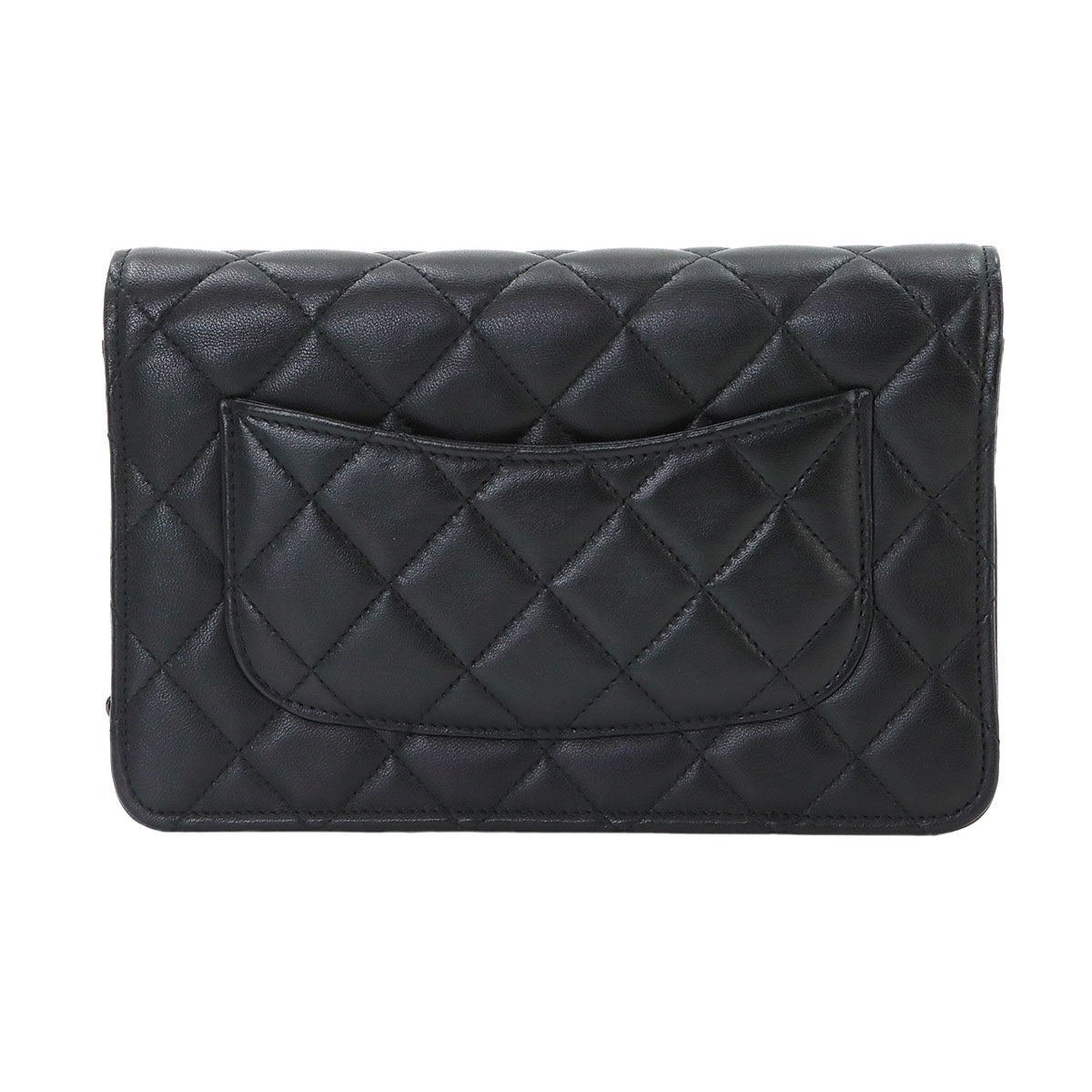 Matelasse Classic Chain Wallet Leather Black AP0250
