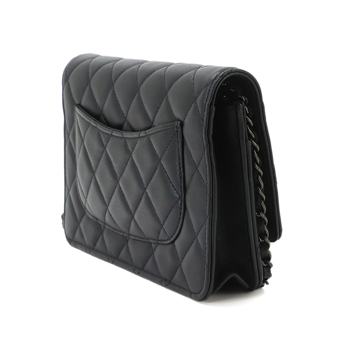 Matelasse Classic Chain Wallet Leather Black AP0250