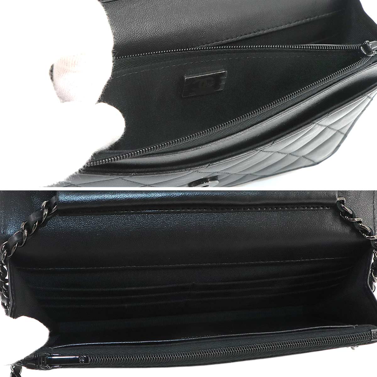 Matelasse Classic Chain Wallet Leather Black AP0250