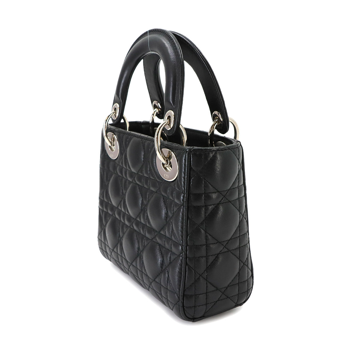 Lady Dior Mini Hand Shoulder Bag Leather Black