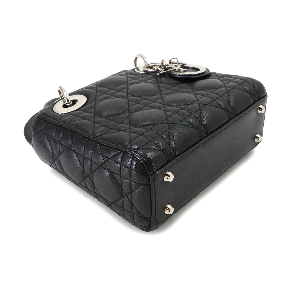 Lady Dior Mini Hand Shoulder Bag Leather Black