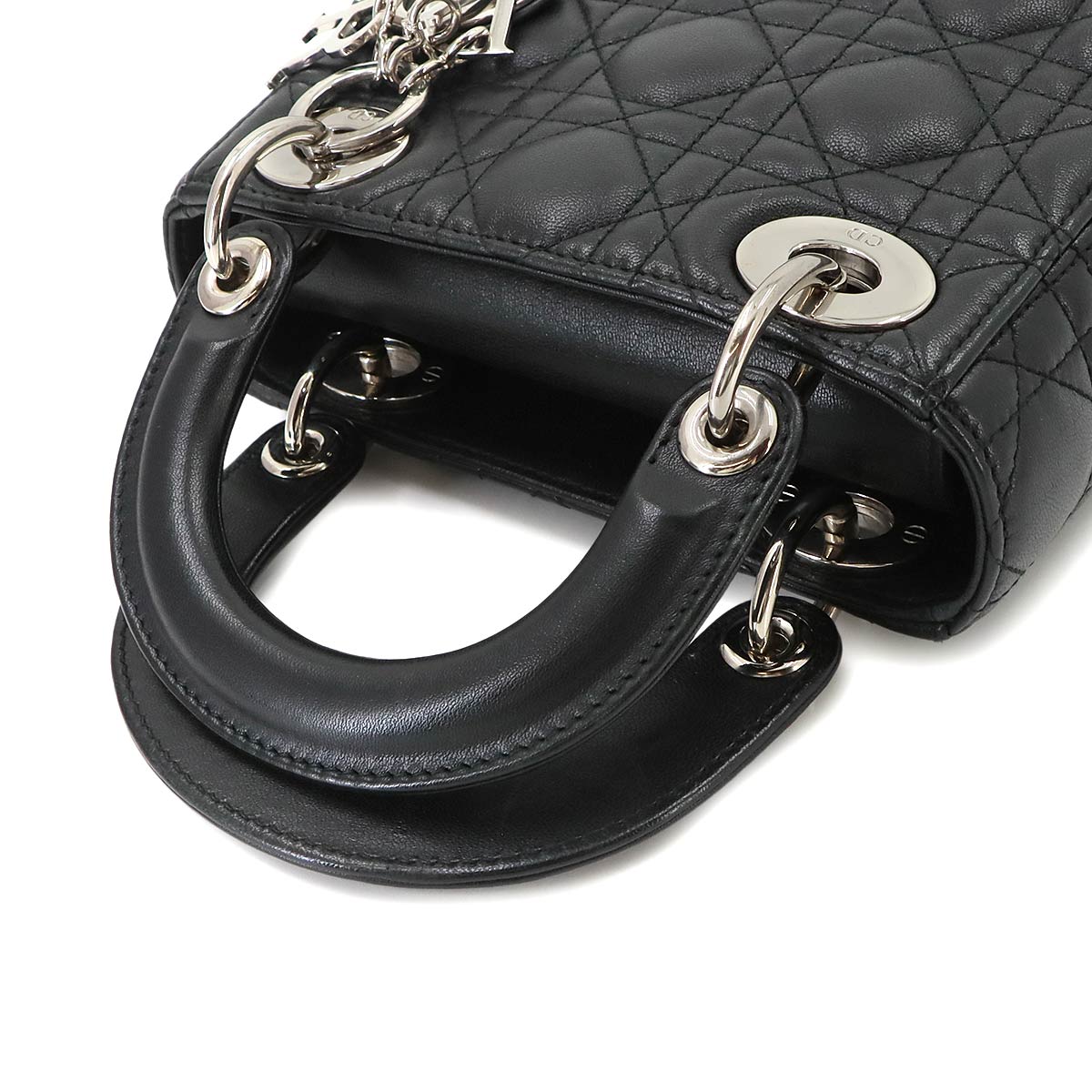 Lady Dior Mini Hand Shoulder Bag Leather Black