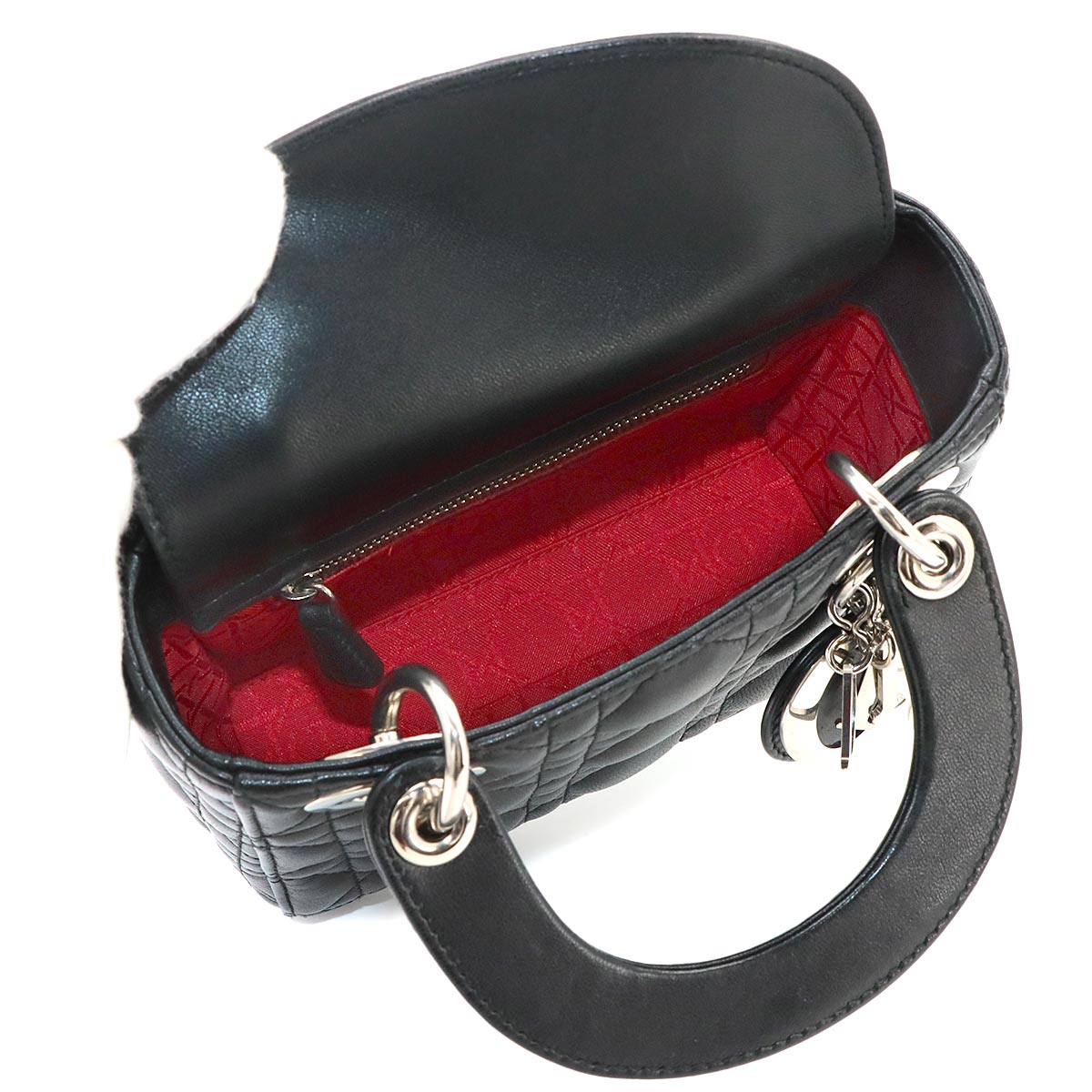 Lady Dior Mini Hand Shoulder Bag Leather Black