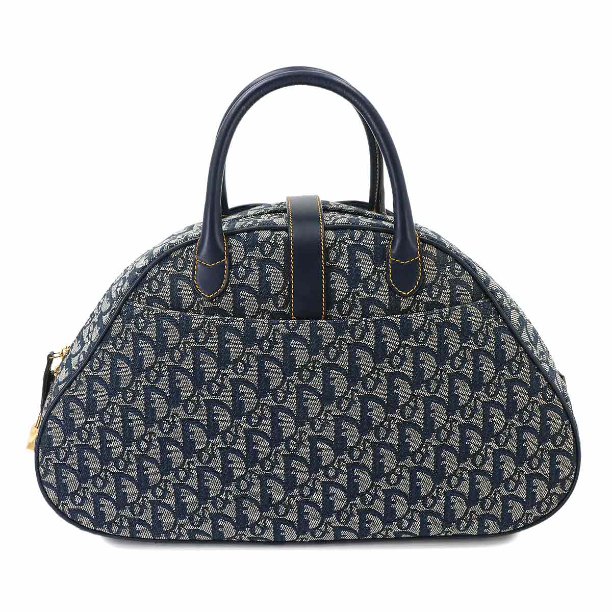 Trotter Double Saddle Bag Canvas Leather Navy Purse
