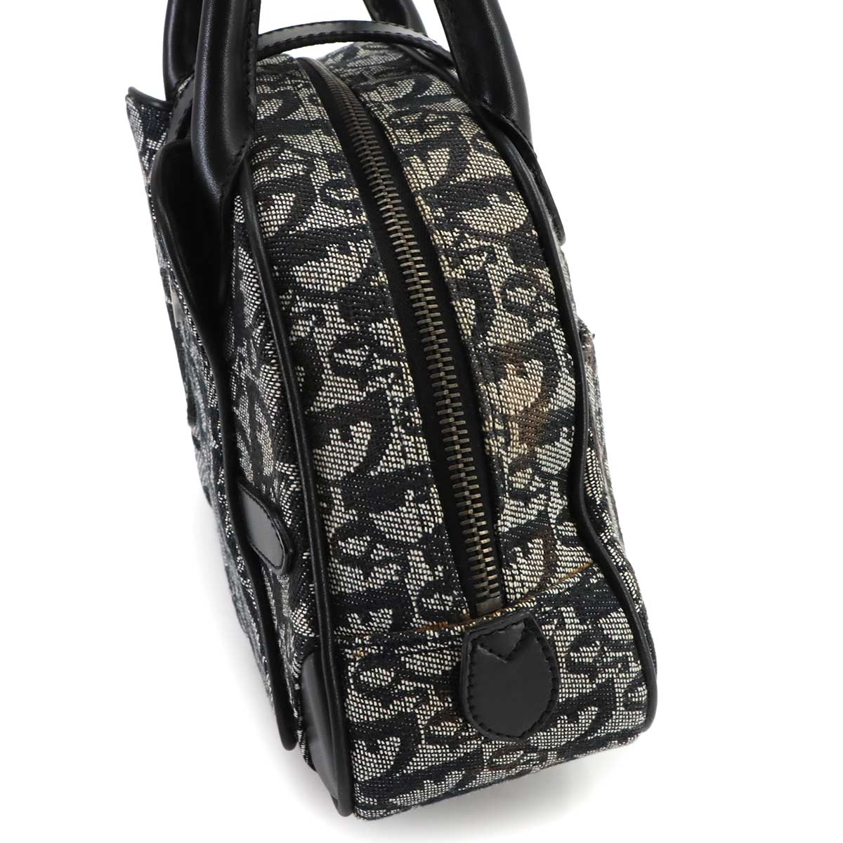 Trotter Double Saddle Bag Canvas Leather Black Purse