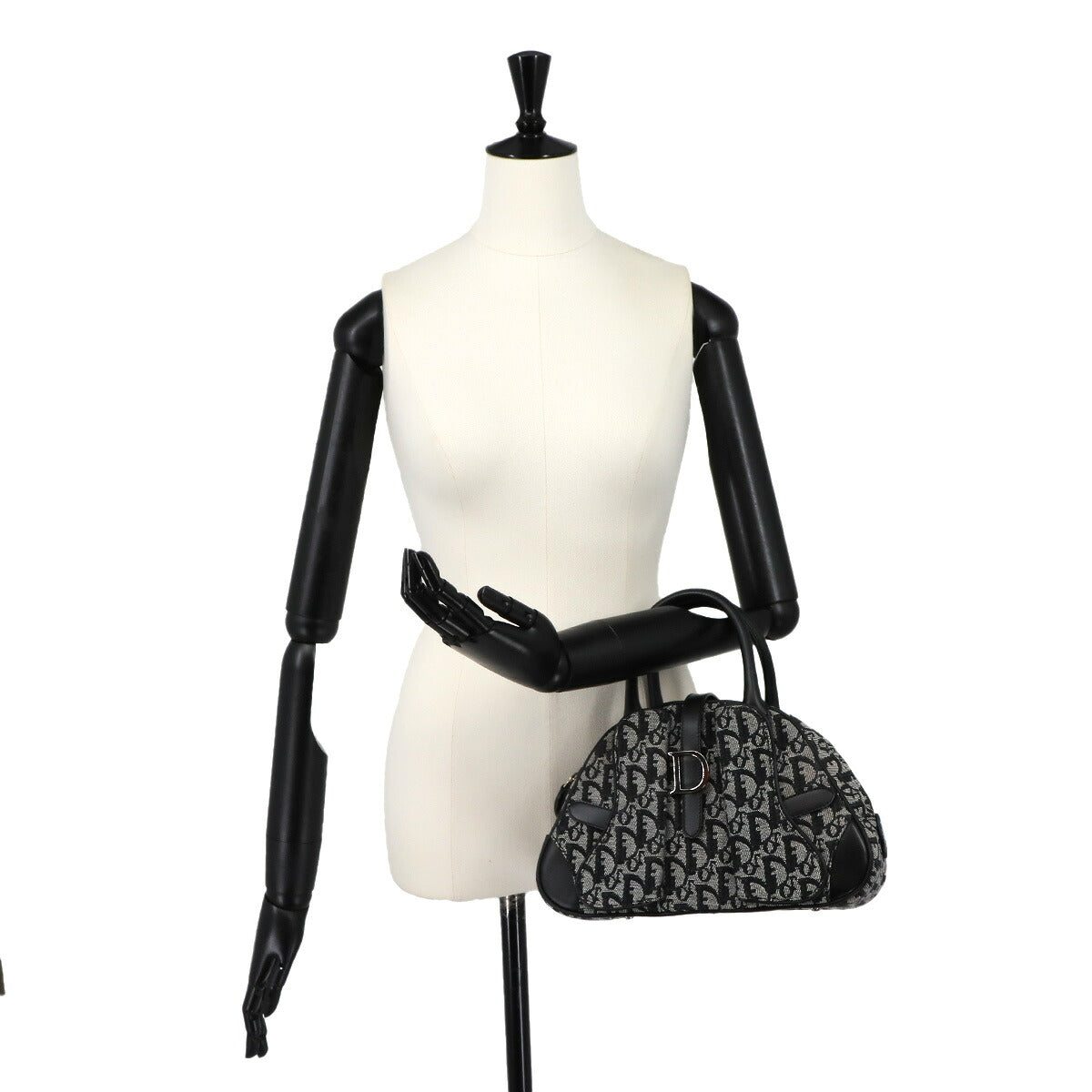 Trotter Double Saddle Bag Canvas Leather Black Purse