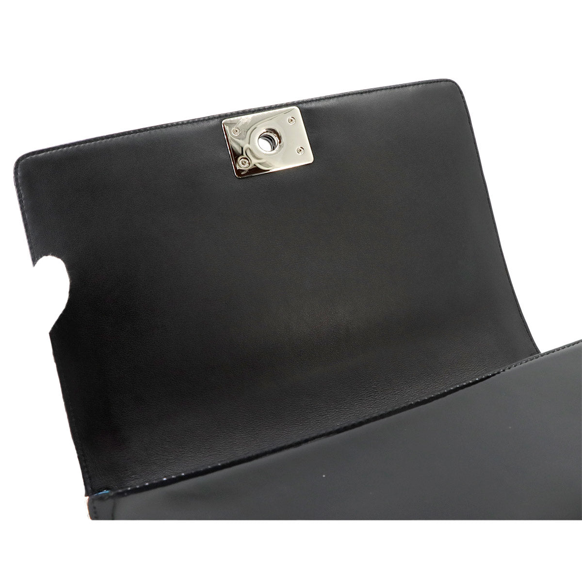 Boy Chanel Chain Shoulder Bag Patent Leather Black