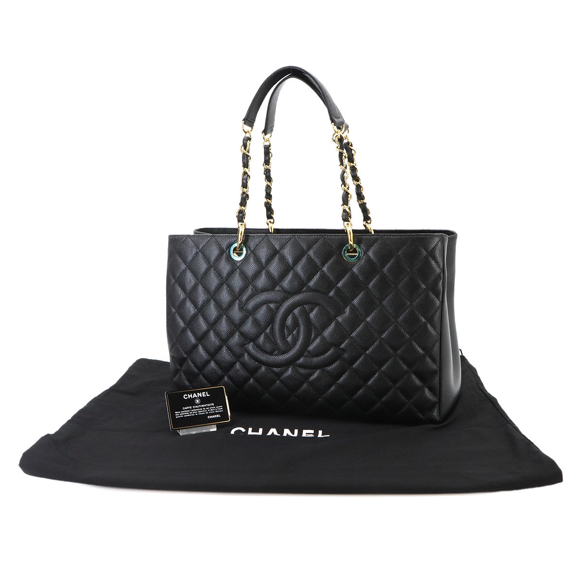 Matelasse Chain Tote Bag Leather Black