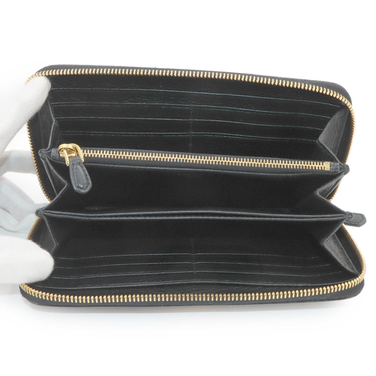 Zipped Around Long Wallet Saffiano Leather Black 1ML506 Purse