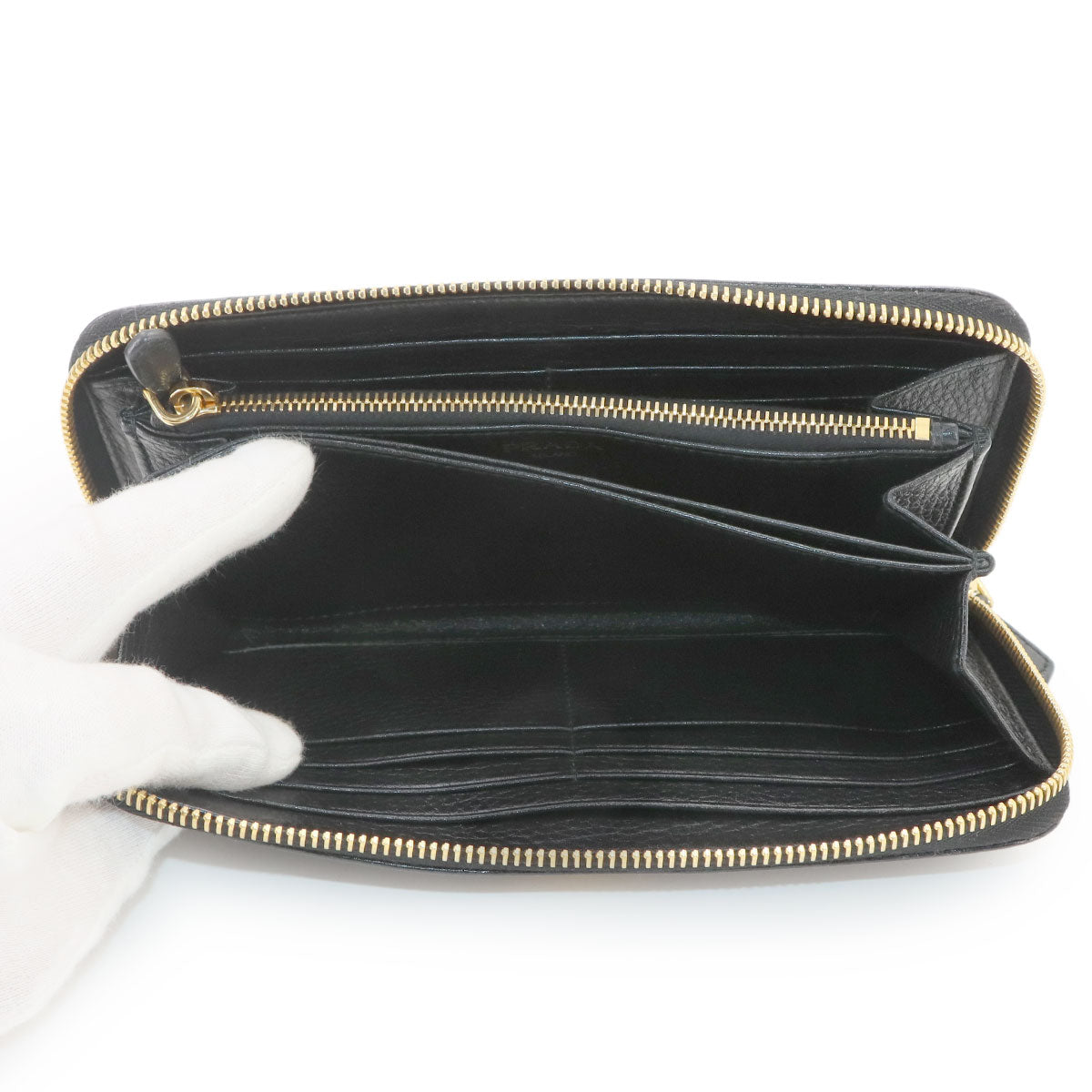 Zipped Around Long Wallet Saffiano Leather Black 1ML506 Purse