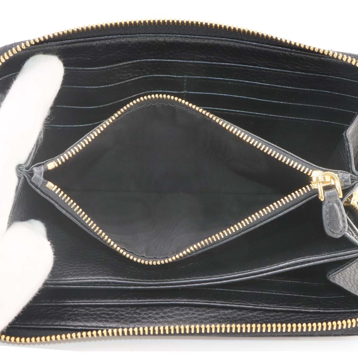 Zipped Around Long Wallet Saffiano Leather Black 1ML506 Purse