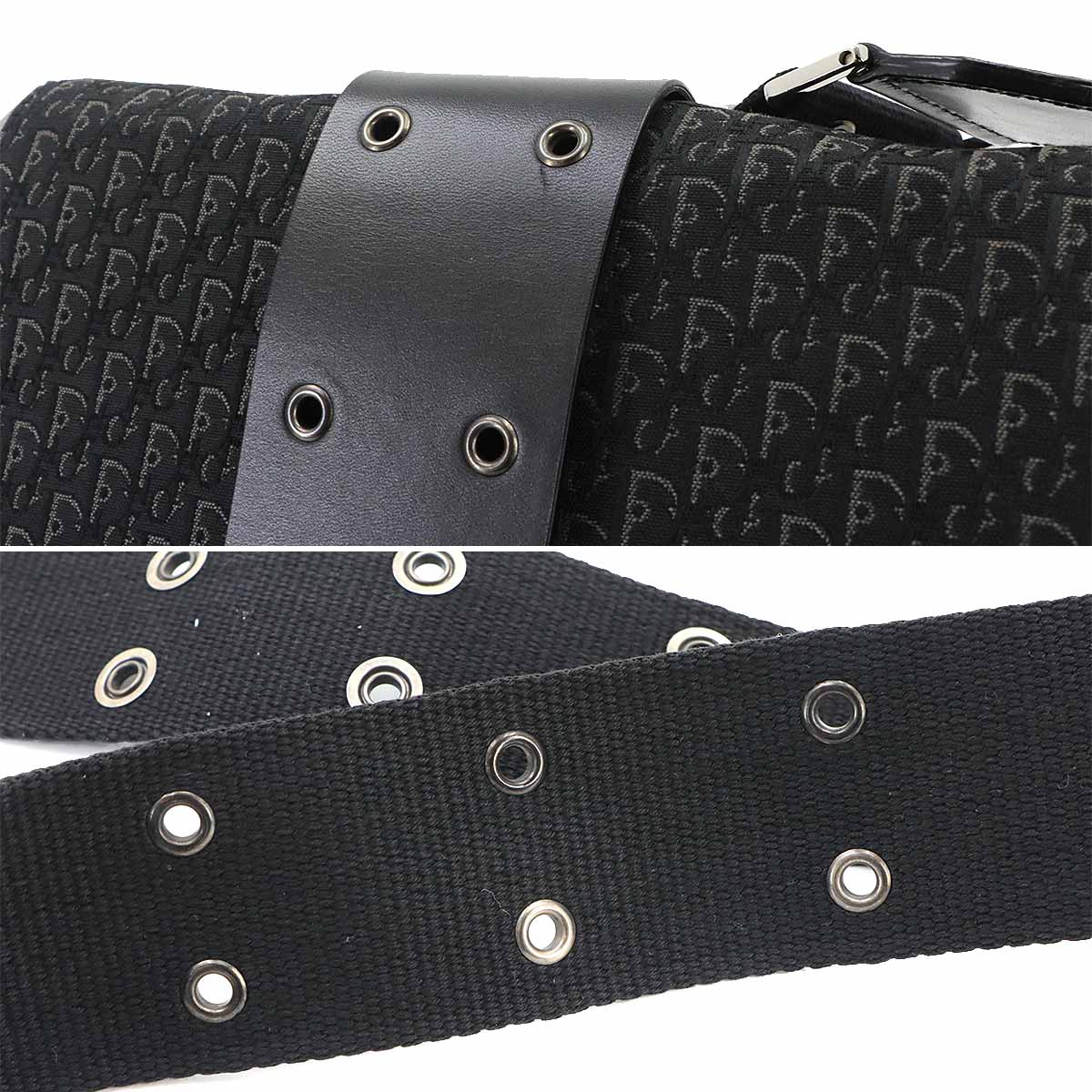 Trotter Street Chic Shoulder Bag Canvas Leather Black